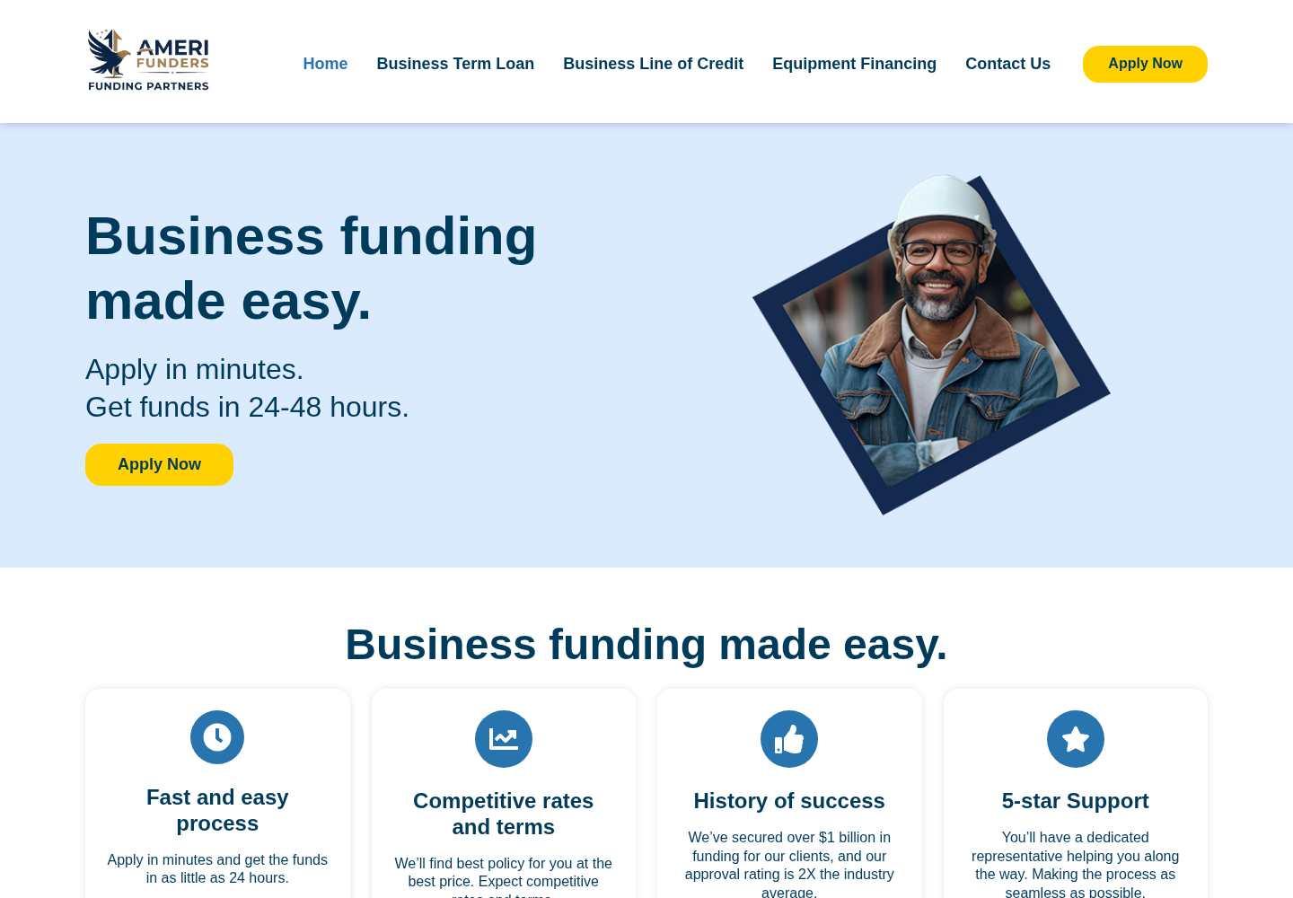 AmeriFunders website designed by Falcon Marketing