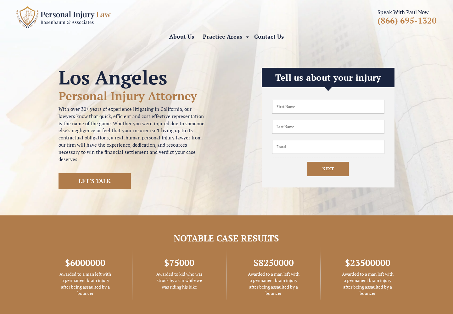 Brain Lawsuit Personal Injury Attorney website designed by Falcon Marketing