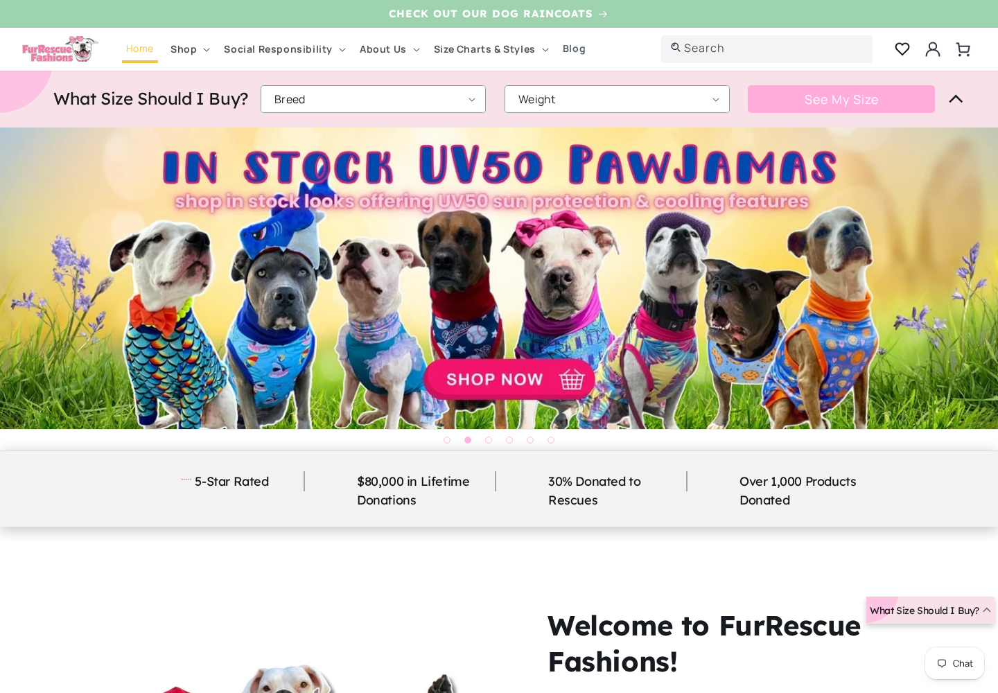 Fur Rescue Fashions website designed by Falcon Marketing
