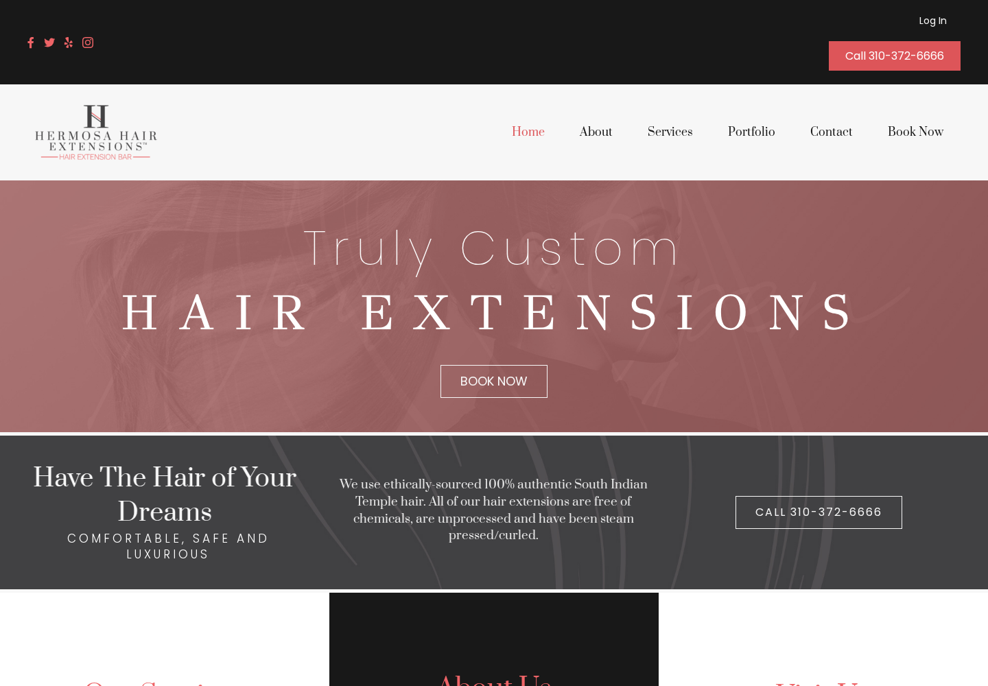 Hermosa Hair Extension Bar website designed by Falcon Marketing