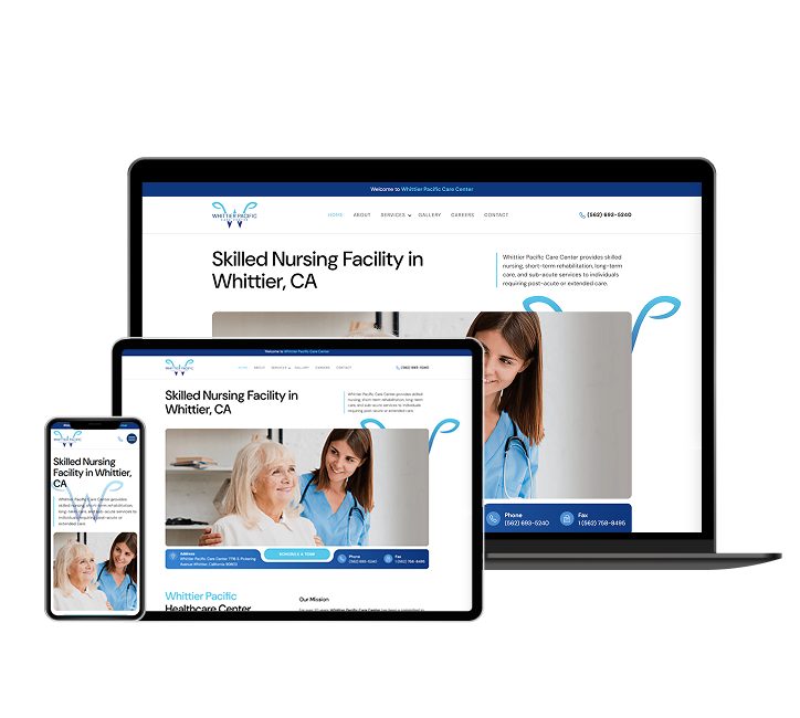 Whittier Pacific Care Center website designed by Falcon Marketing