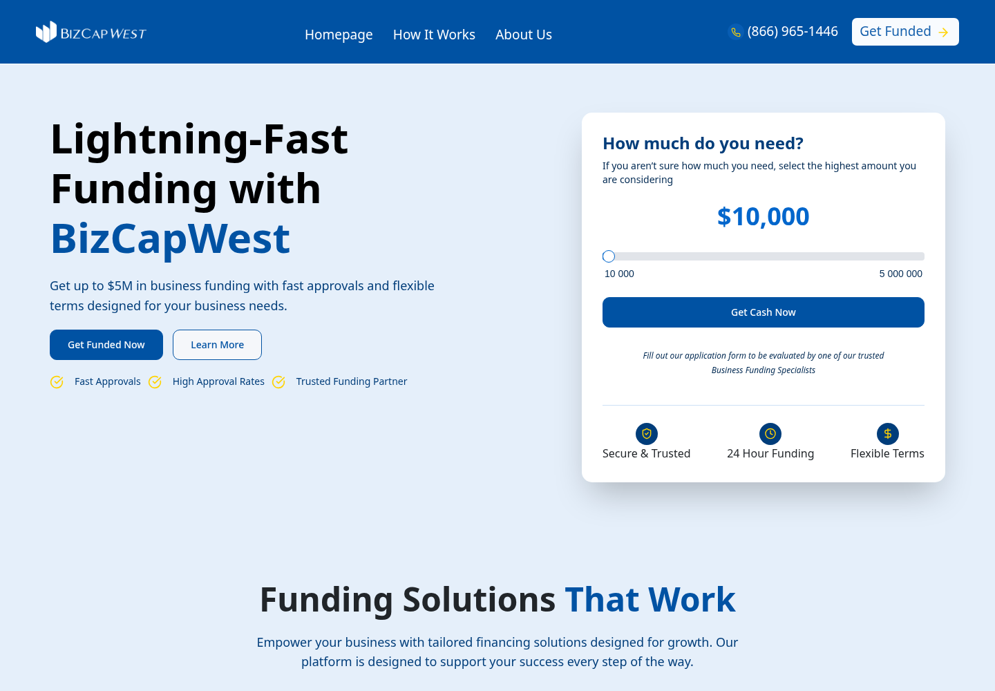 BizCapWest website designed by Falcon Marketing
