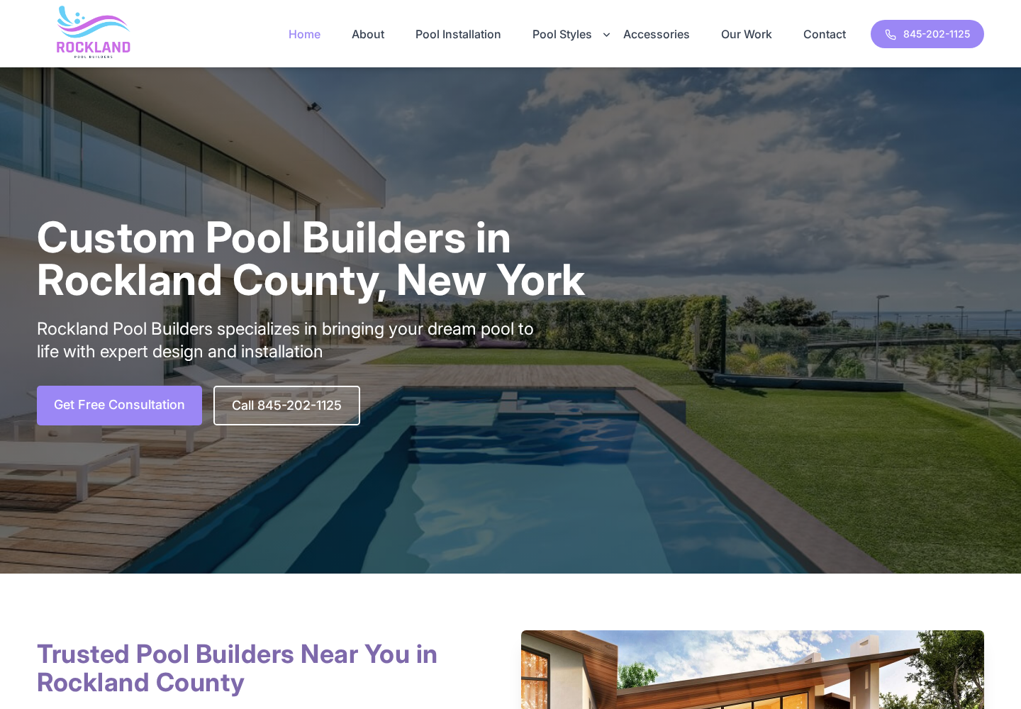 Rockland Pool Builders website designed by Falcon Marketing