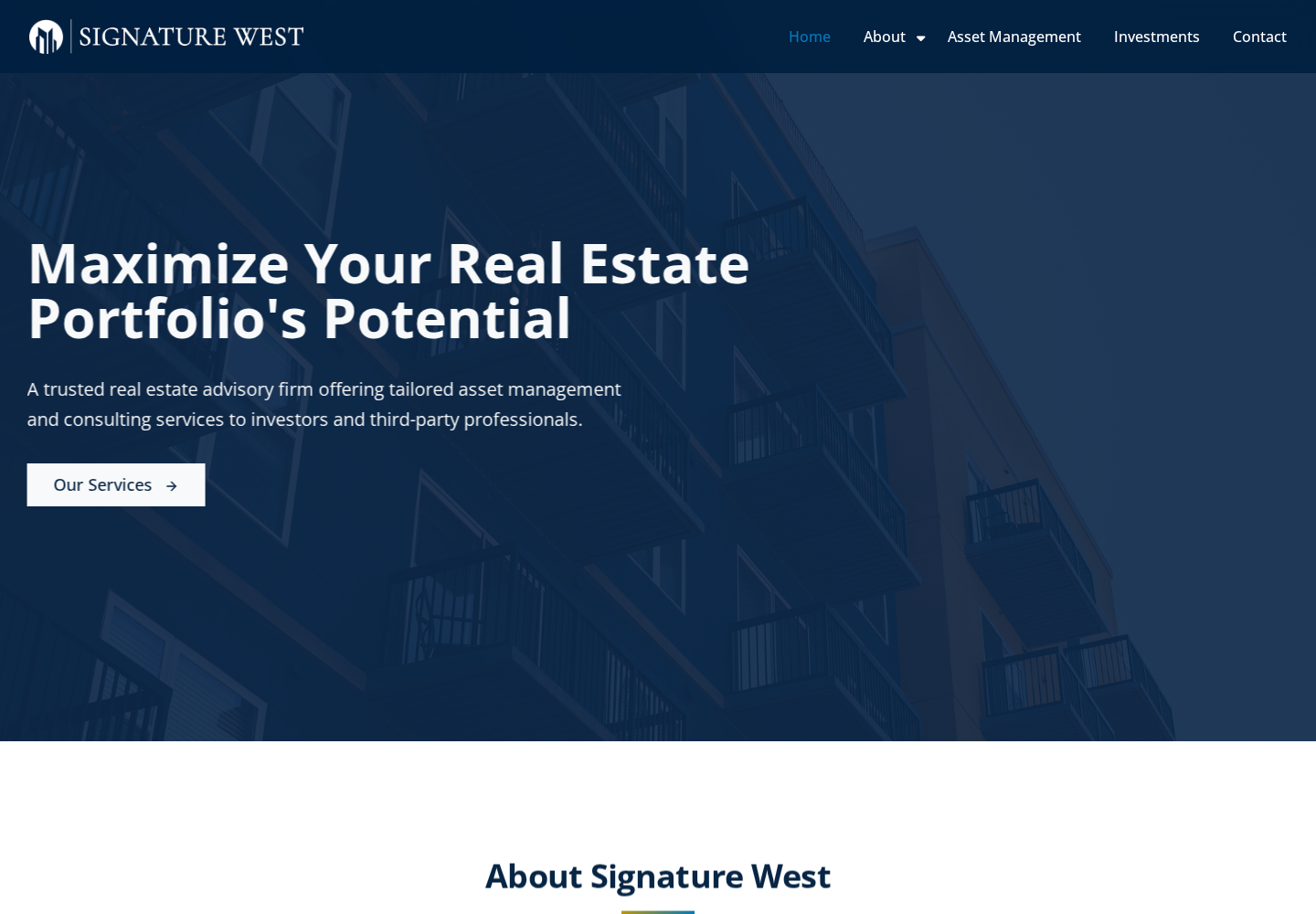 Signature West website designed by Falcon Marketing