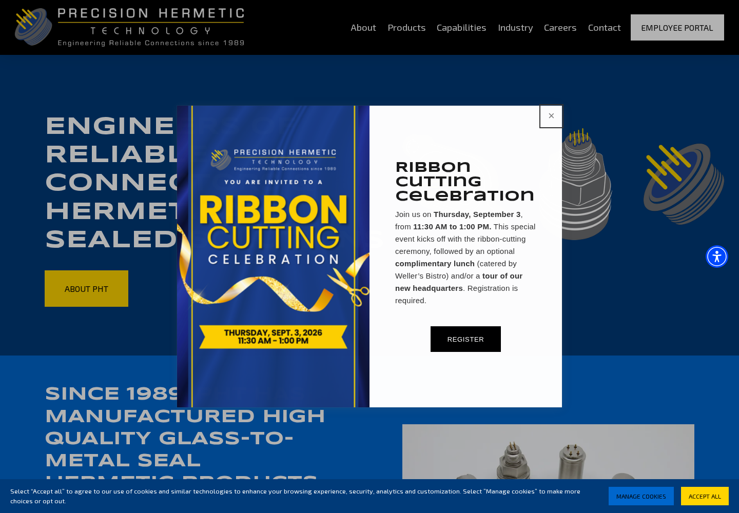 Precision Hermetic website designed by Falcon Marketing