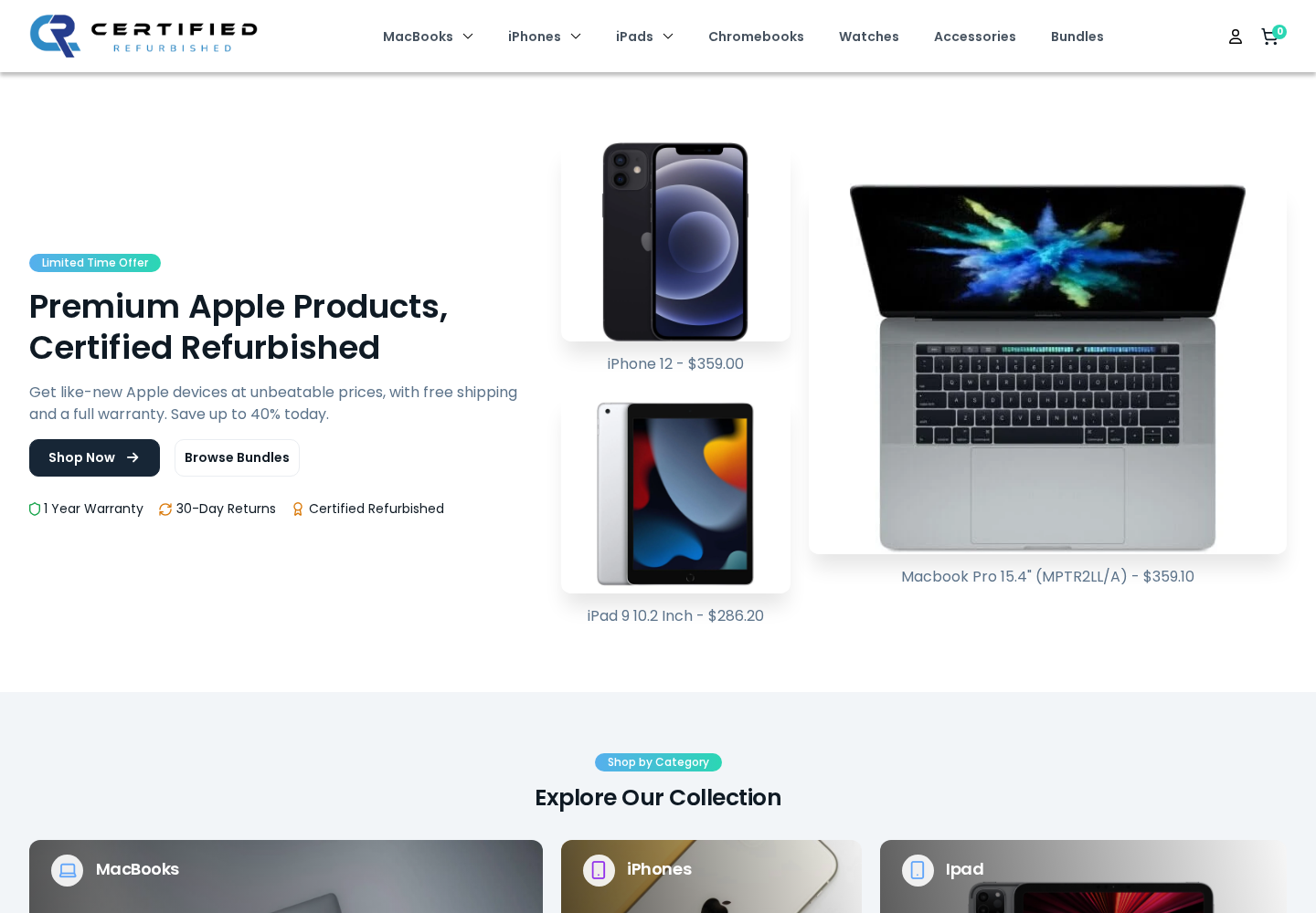 Certified Refurbished website designed by Falcon Marketing
