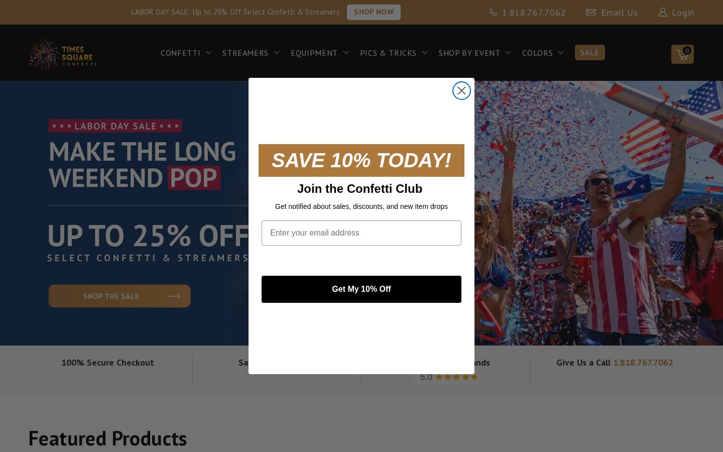Times Square Confetti website designed by Falcon Marketing