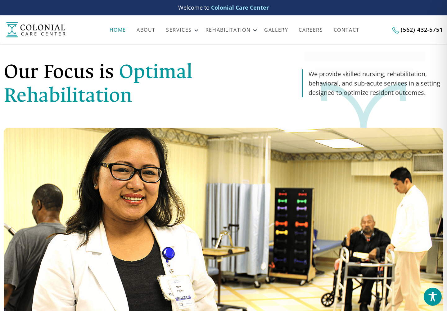 Colonial Care Rehab website designed by Falcon Marketing