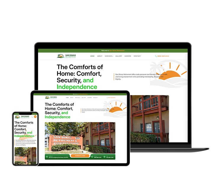 San Dimas Retirement Center website designed by Falcon Marketing