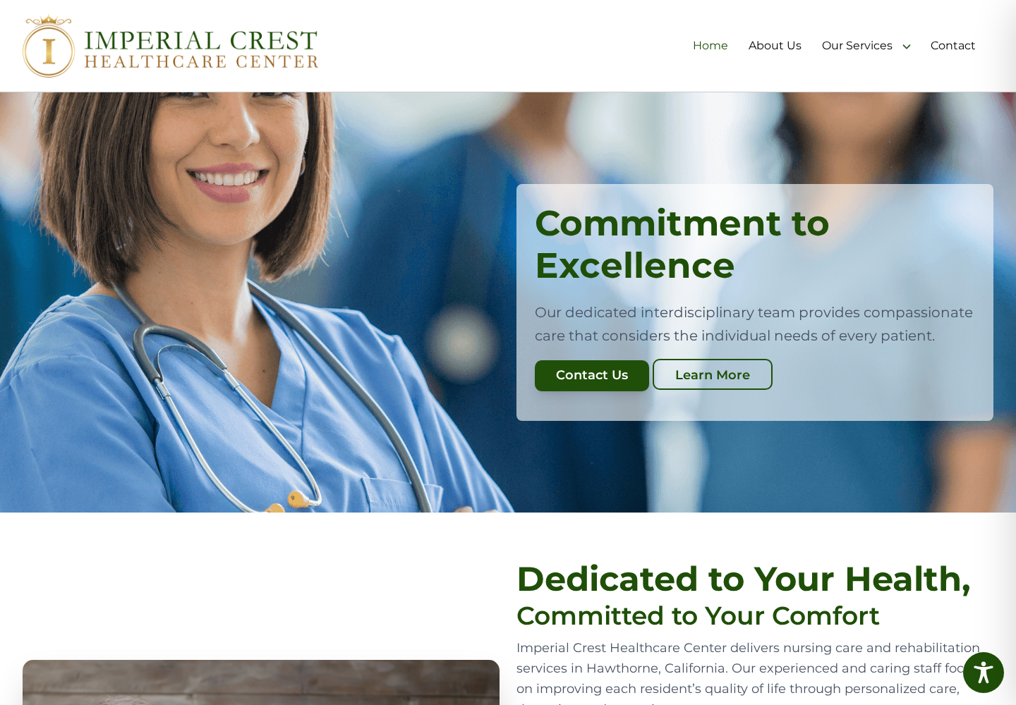 Imperial Crest Healthcare website designed by Falcon Marketing