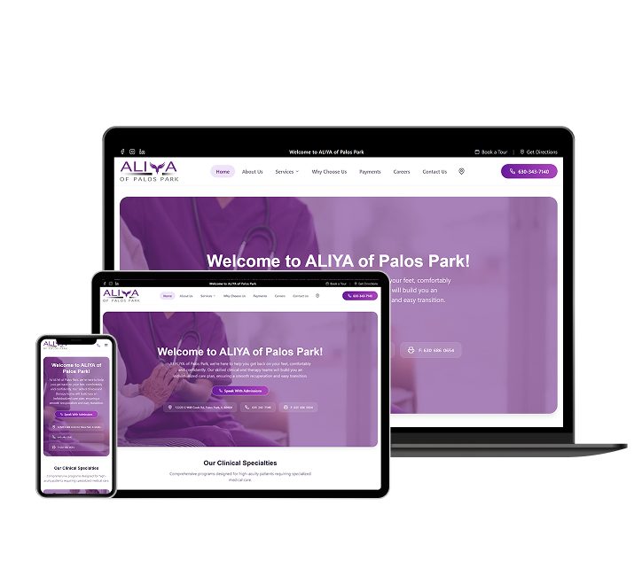 ALIYA of Palos Park website designed by Falcon Marketing
