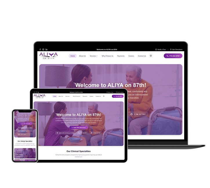 ALIYA on 87th website designed by Falcon Marketing