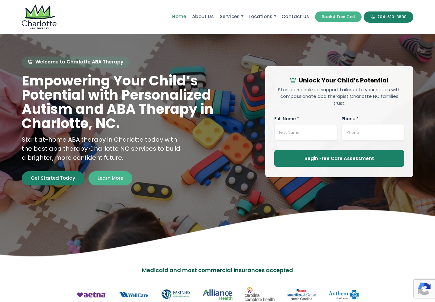 ABA Therapy Charlotte website designed by Falcon Marketing