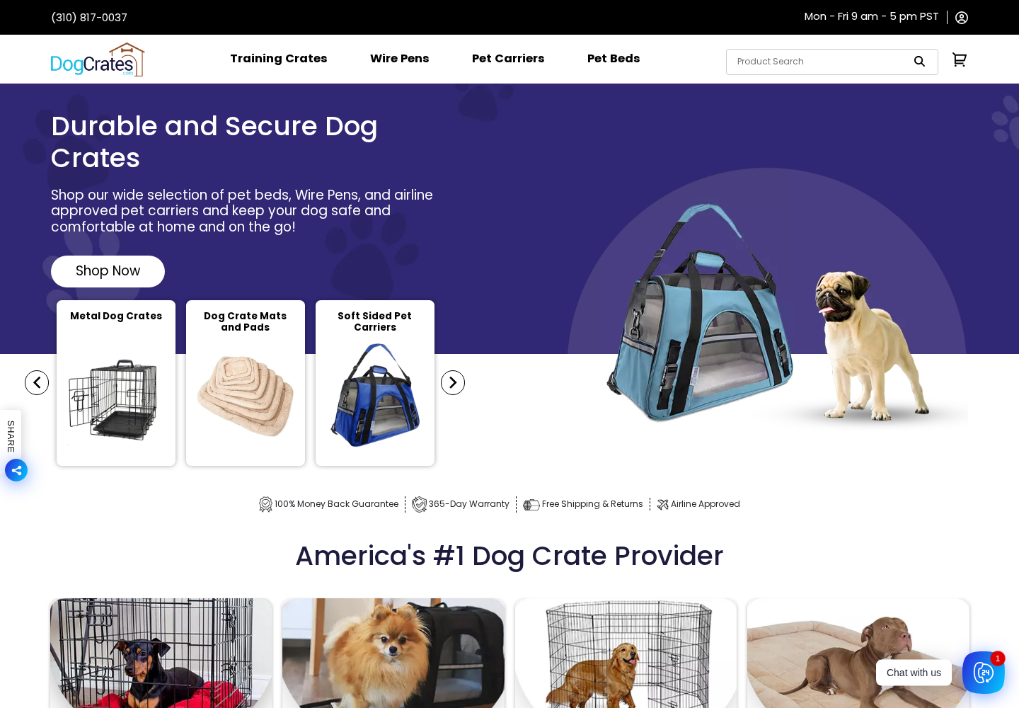 DogCrates.com website designed by Falcon Marketing