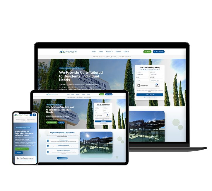 Highland Springs Care Center website designed by Falcon Marketing