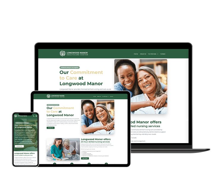 Longwood Manor Healthcare website designed by Falcon Marketing