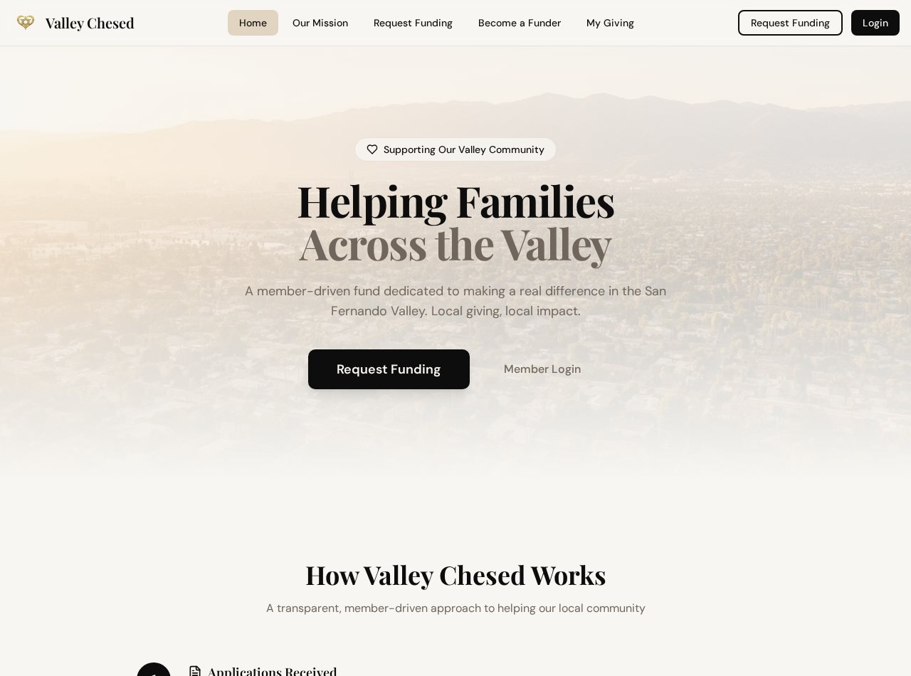 Valley Chesed homepage designed and developed by Falcon Marketing