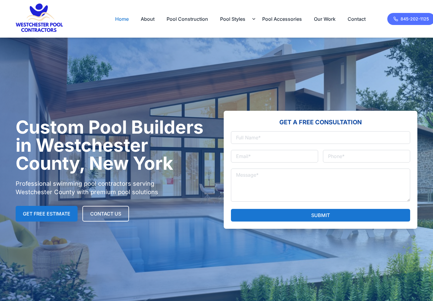 Westchester Pools website designed by Falcon Marketing