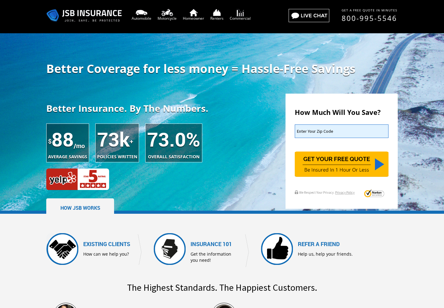 JSB Insurance website designed by Falcon Marketing