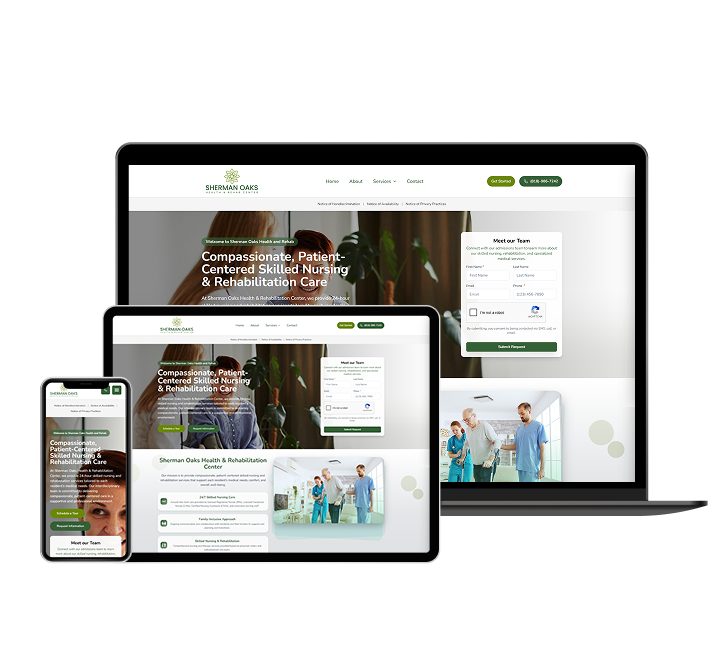 Sherman Oaks Care website designed by Falcon Marketing
