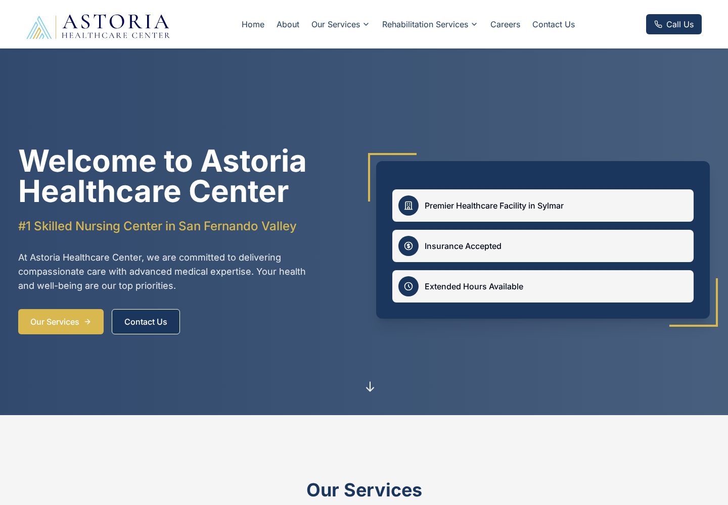 Astoria Healthcare Center website designed by Falcon Marketing