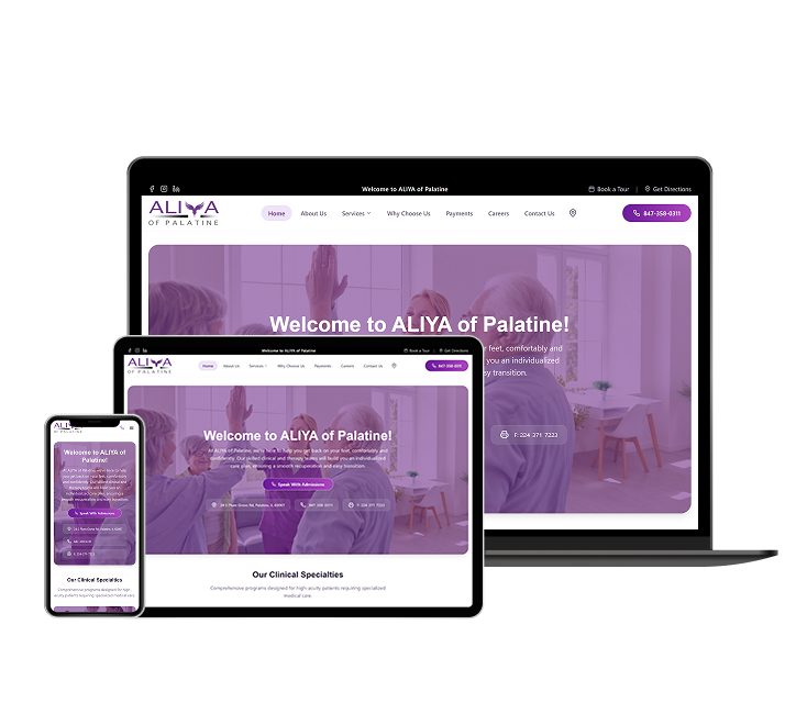 ALIYA of Palatine website designed by Falcon Marketing