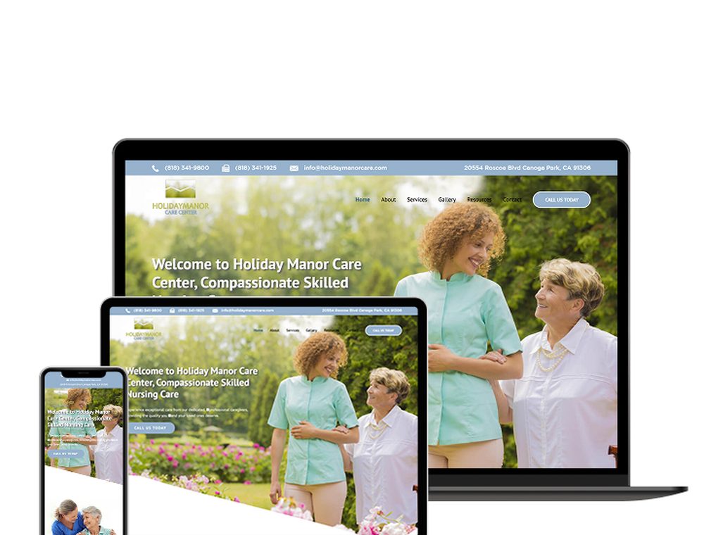 Holiday Manor Care website designed by Falcon Marketing