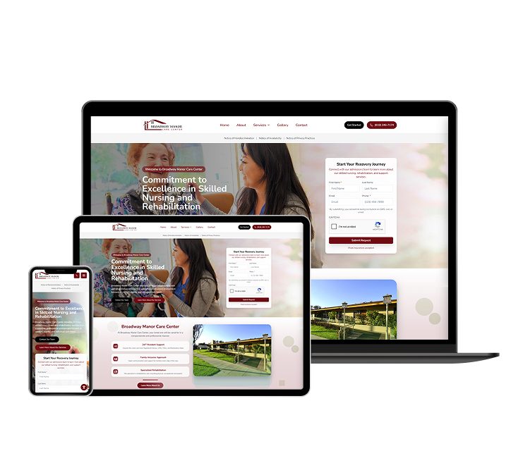 Broadway Manor Healthcare website designed by Falcon Marketing
