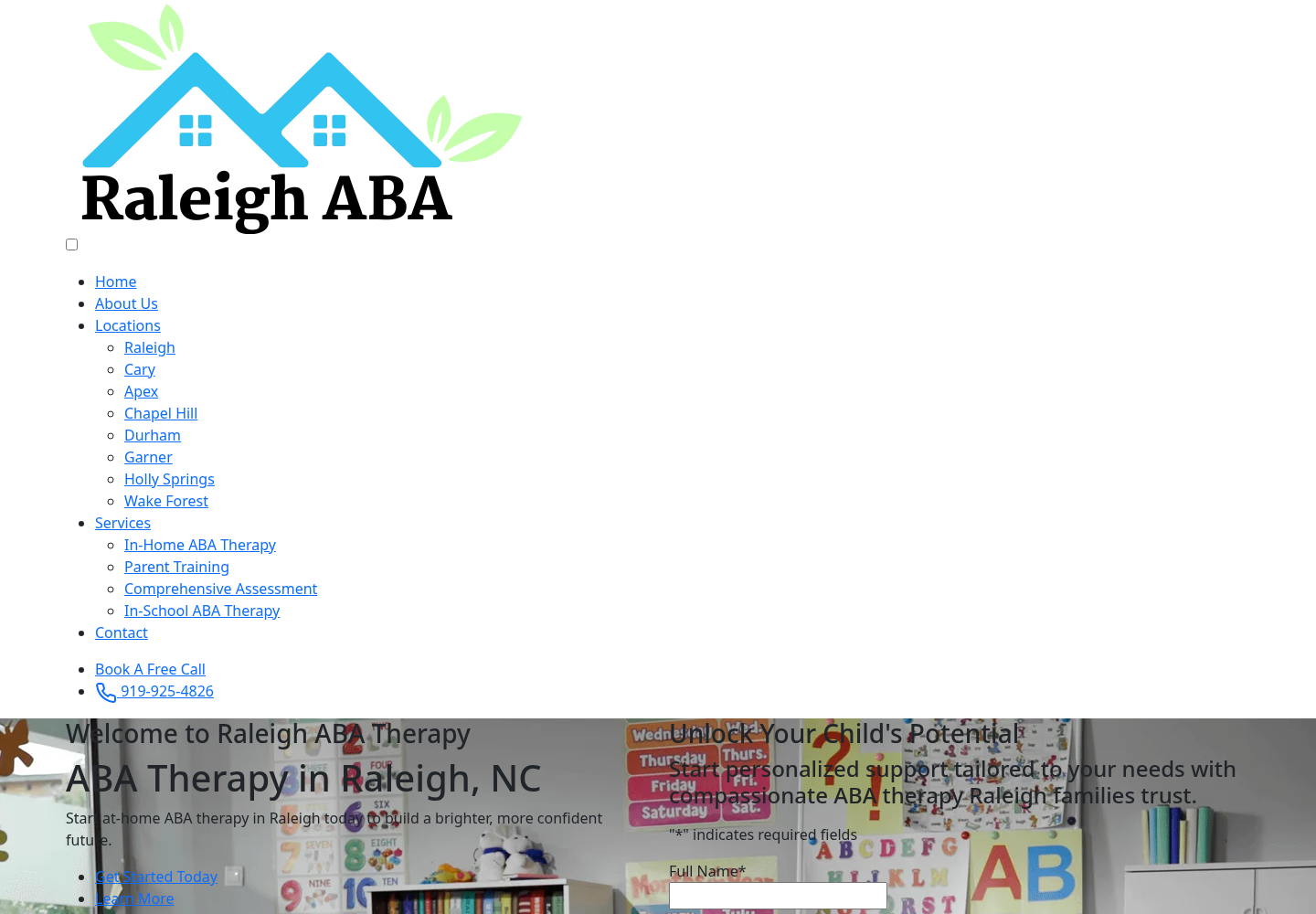 Raleigh ABA Therapy website designed by Falcon Marketing