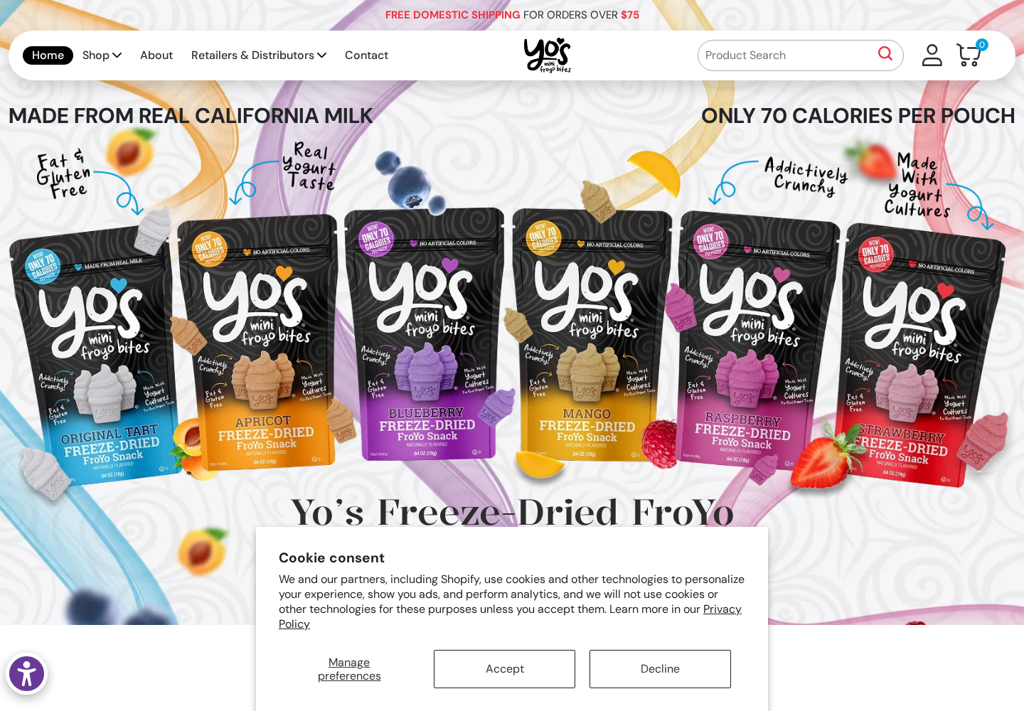 Yos Froyo Bites website designed by Falcon Marketing