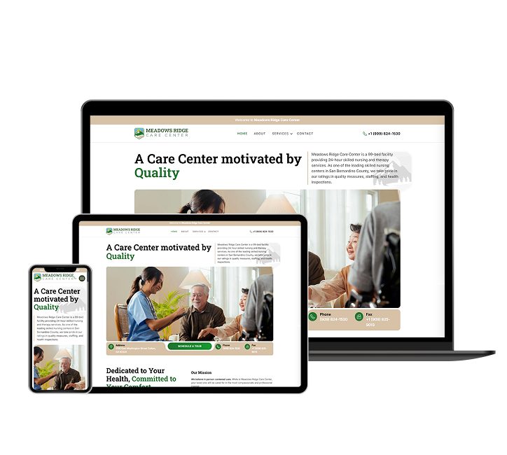 Meadows Ridge Care Center website designed by Falcon Marketing