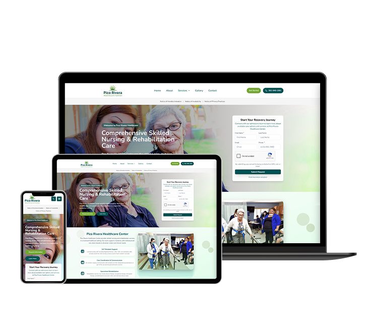 Pico Rivera Healthcare website designed by Falcon Marketing