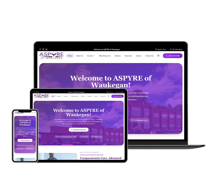 ASPYRE of Waukegan website designed by Falcon Marketing