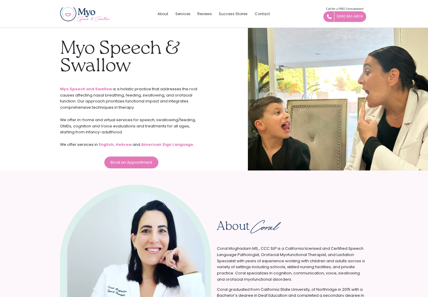Myo Speech & Swallow website designed by Falcon Marketing