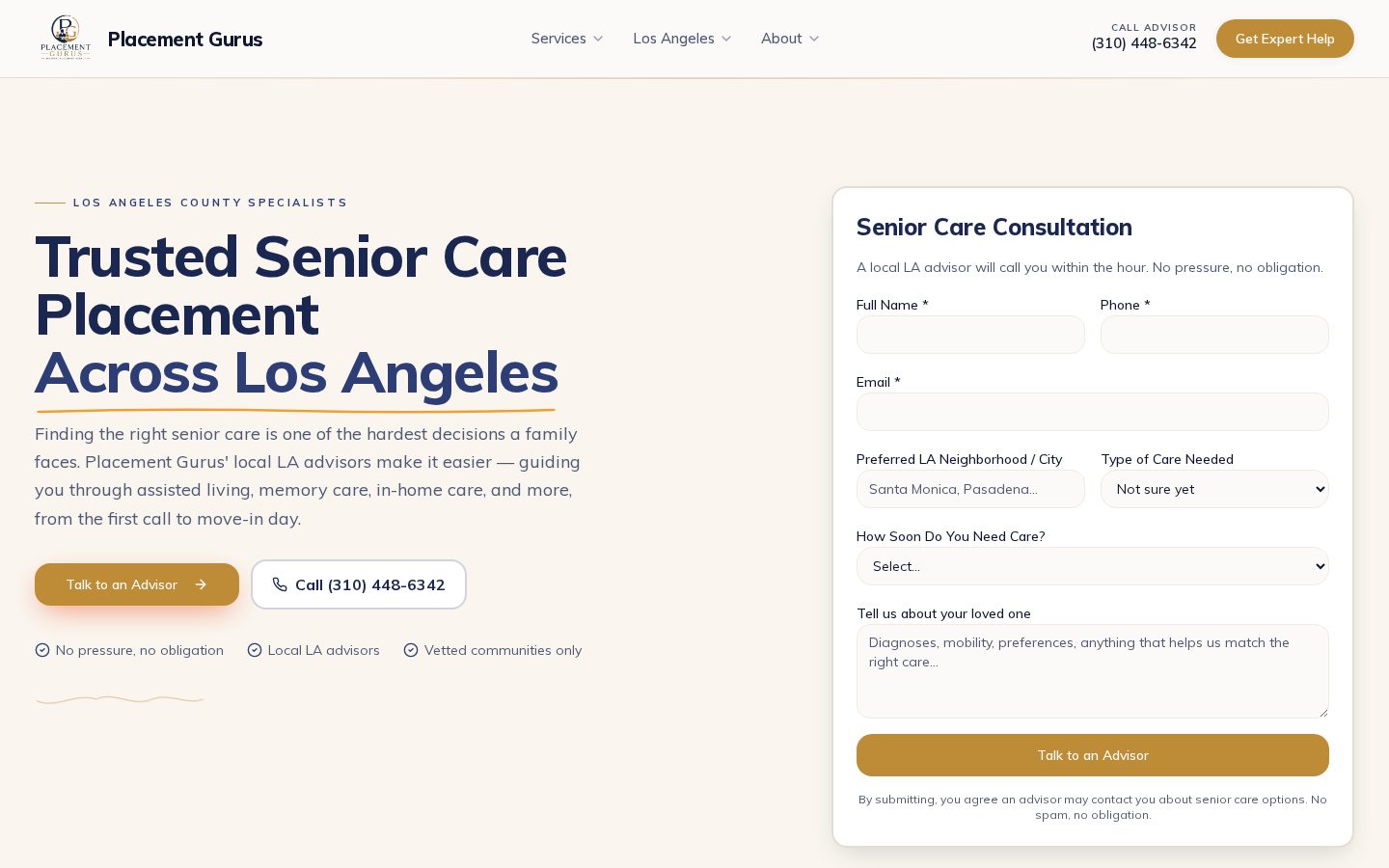 Placement Gurus website designed by Falcon Marketing