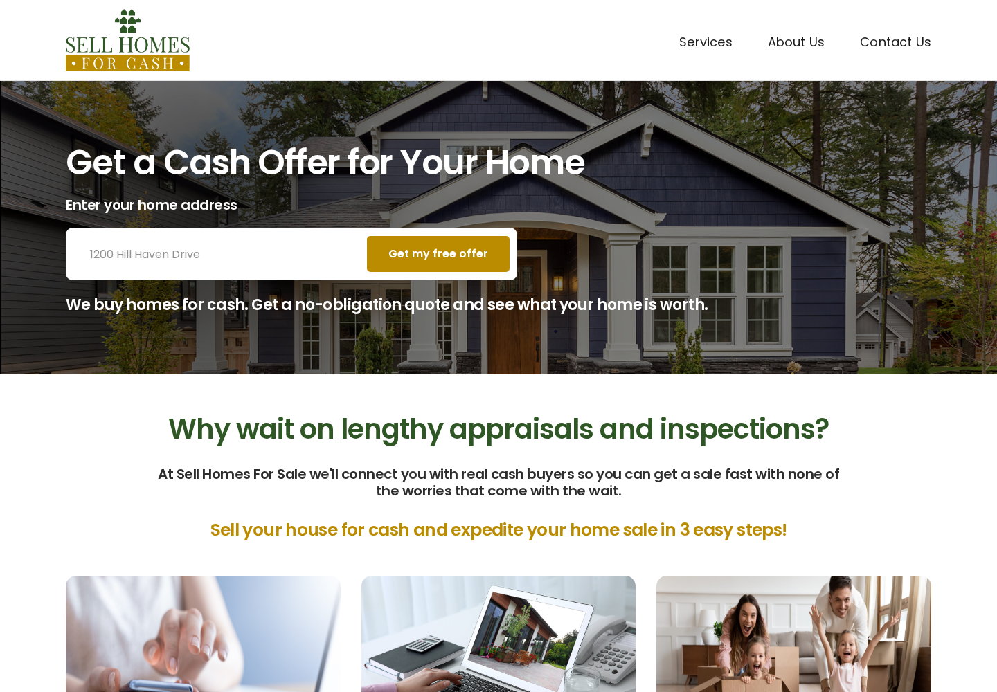 Sell House For Cash website designed by Falcon Marketing