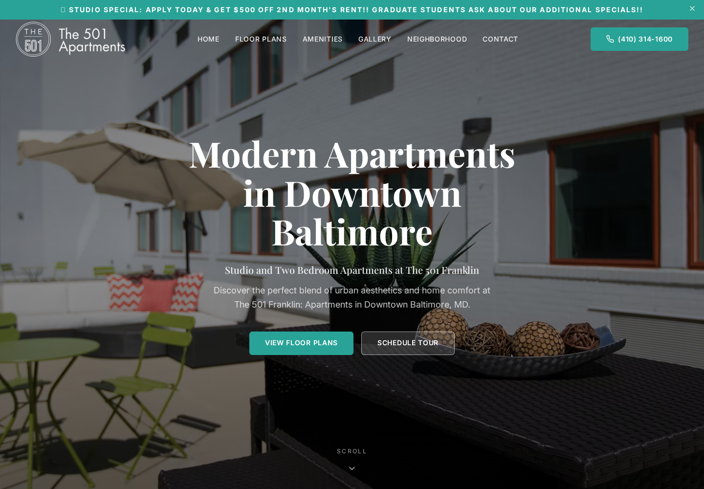 The 501 Franklin website designed by Falcon Marketing