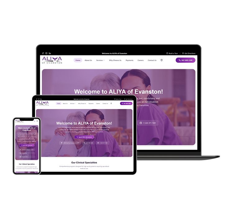 ALIYA of Evanston website designed by Falcon Marketing