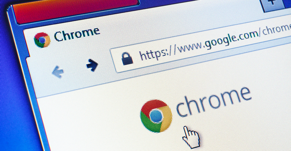 Close-up image of Google Chrome browser